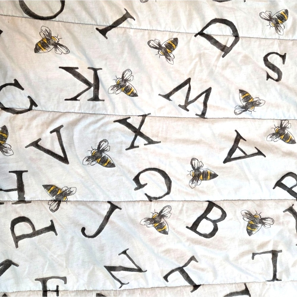 Burt's Bees Baby Stroller Crib Blanket Quilted Alphabet Organic Cotton 30x40
